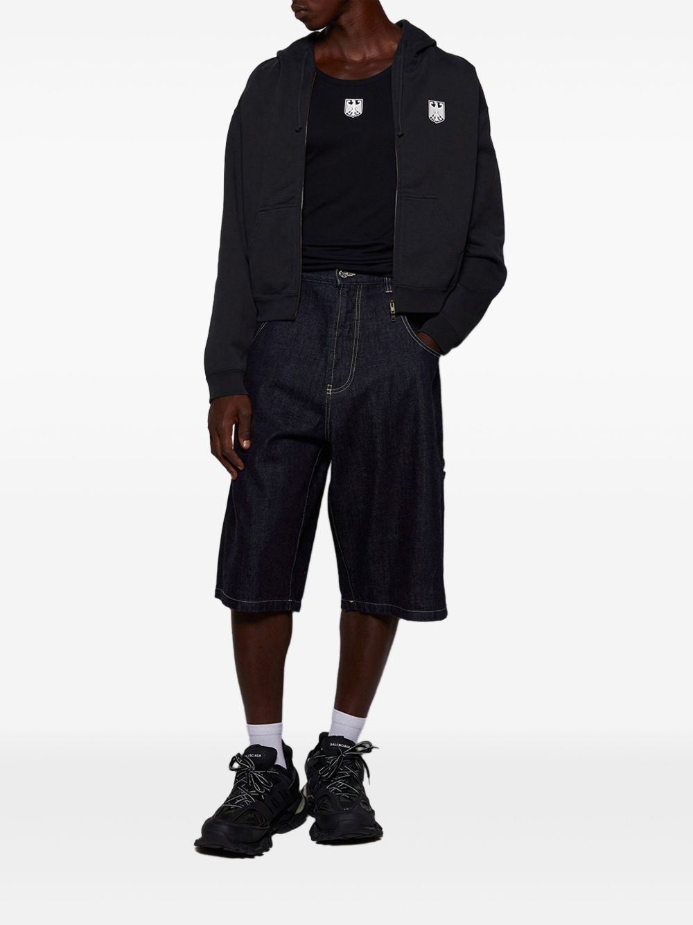 denim utility shorts - 2