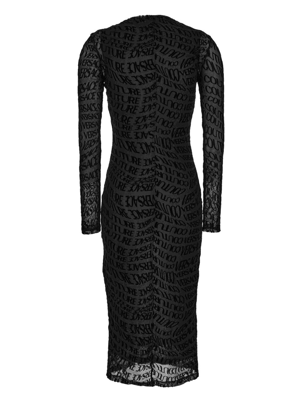logo-print long-sleeve midi dress - 3