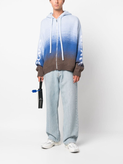 GCDS patterned-jacquard brushed zip-up hoodie outlook