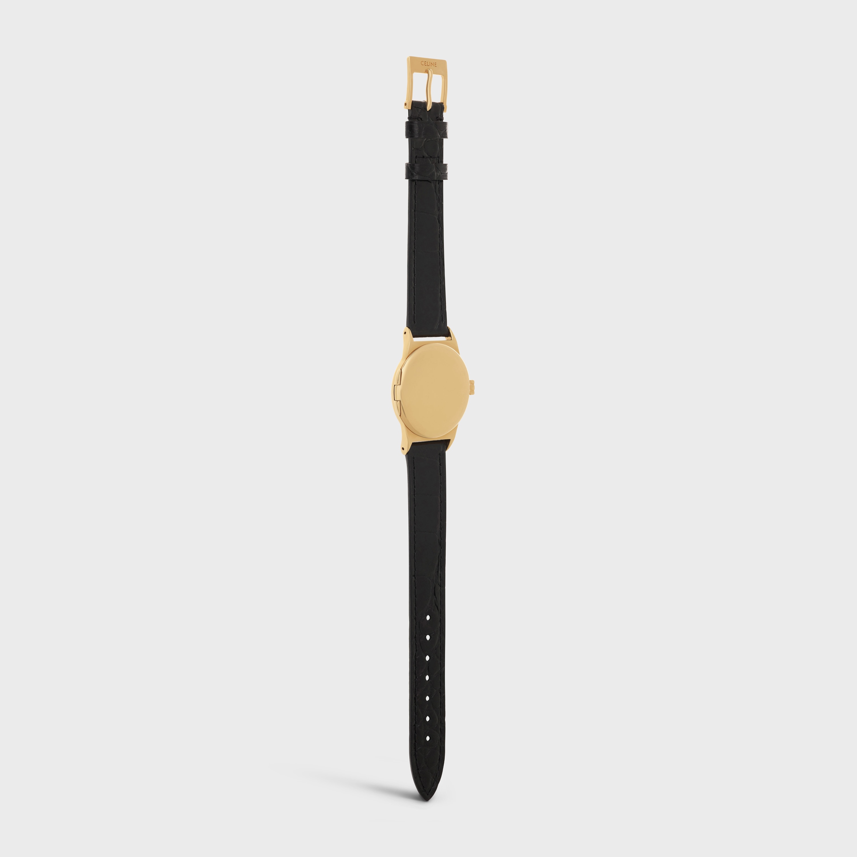 CELINE CONTRETEMPS BRACELET IN BRASS WITH GOLD FINISH AND BLACK CALFSKIN - 4