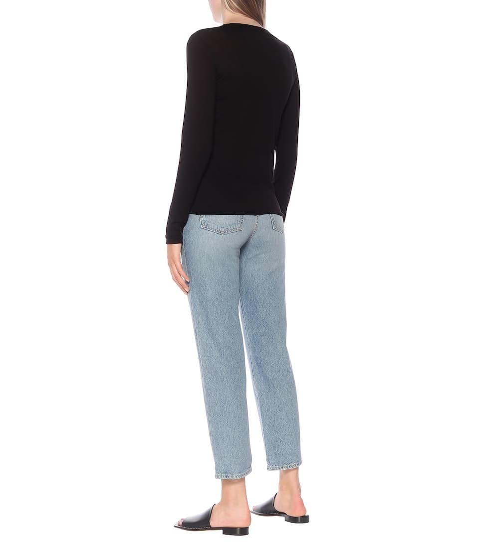 Black Scoop Neck Long Sleeve T-Shirt - 5