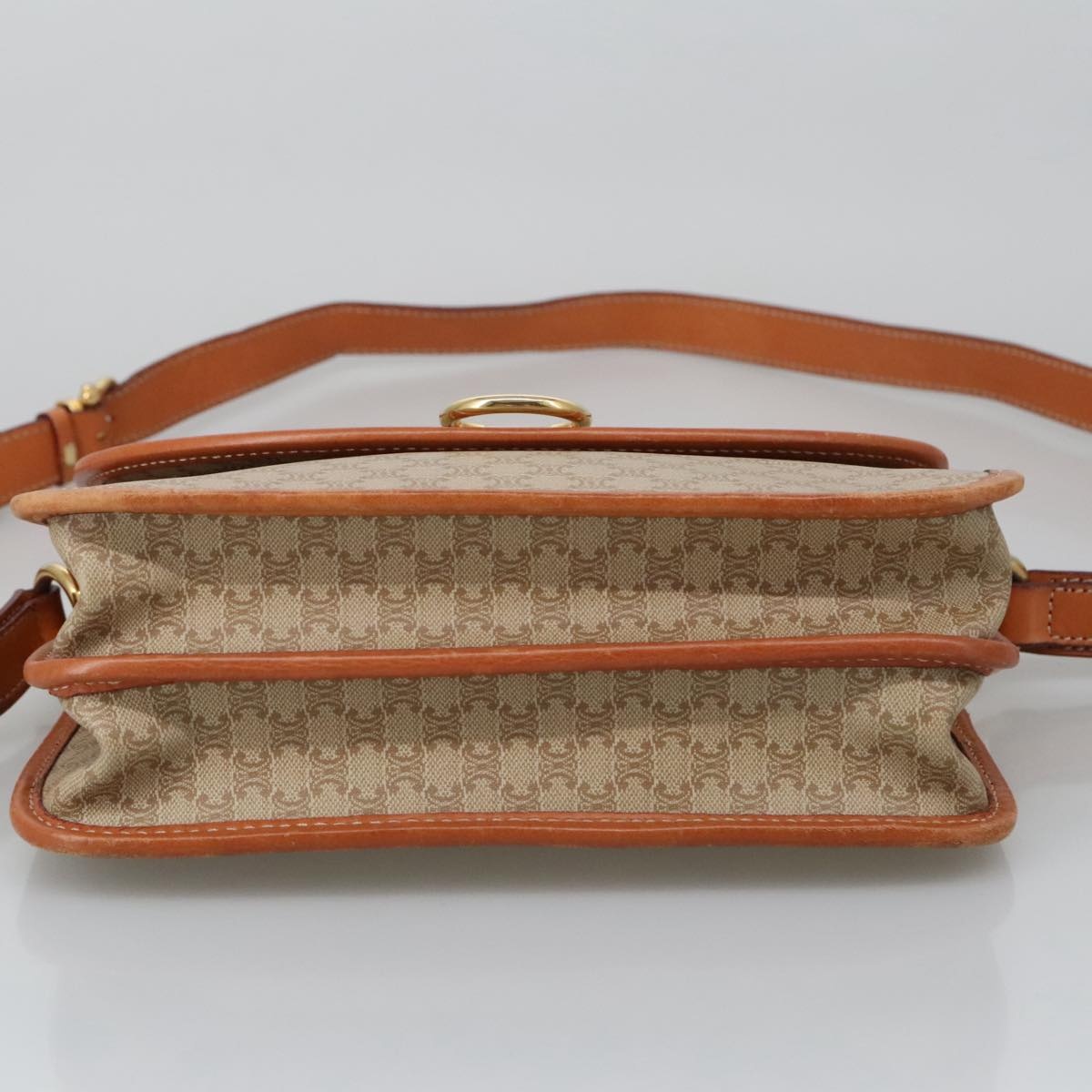 CELINE Macadam Canvas Shoulder Bag Beige Gold - 5