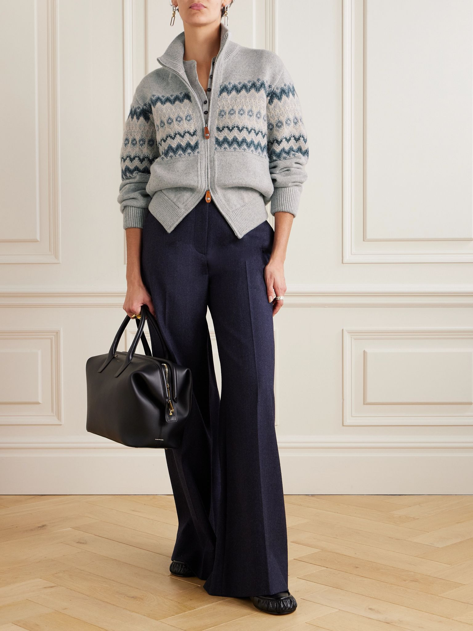 Fair Isle cashmere cardigan Light blue - 2