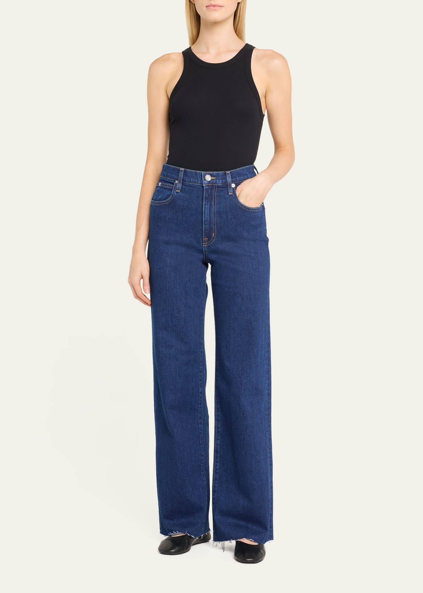 Grace Wide-Leg Raw Hem Jeans - 2