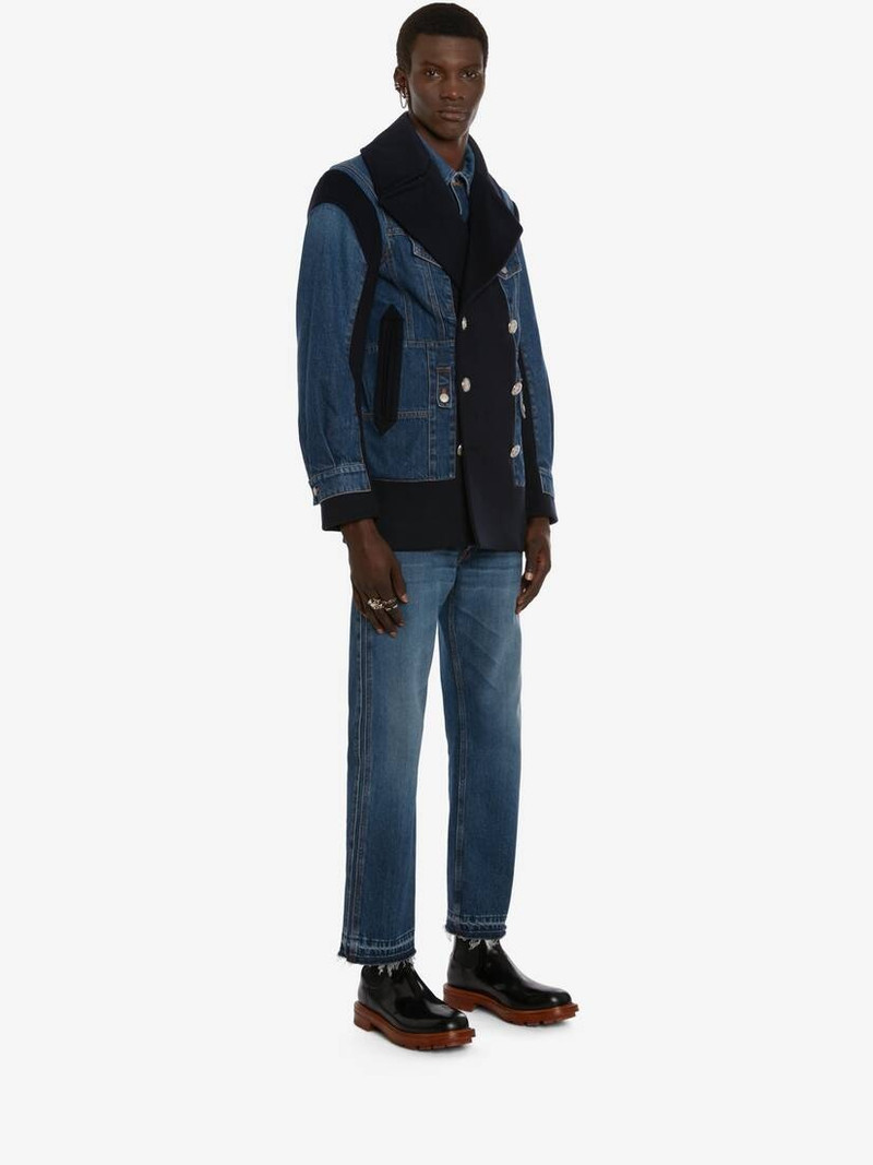 Raw Cut Denim Jeans in Washed Blue 3