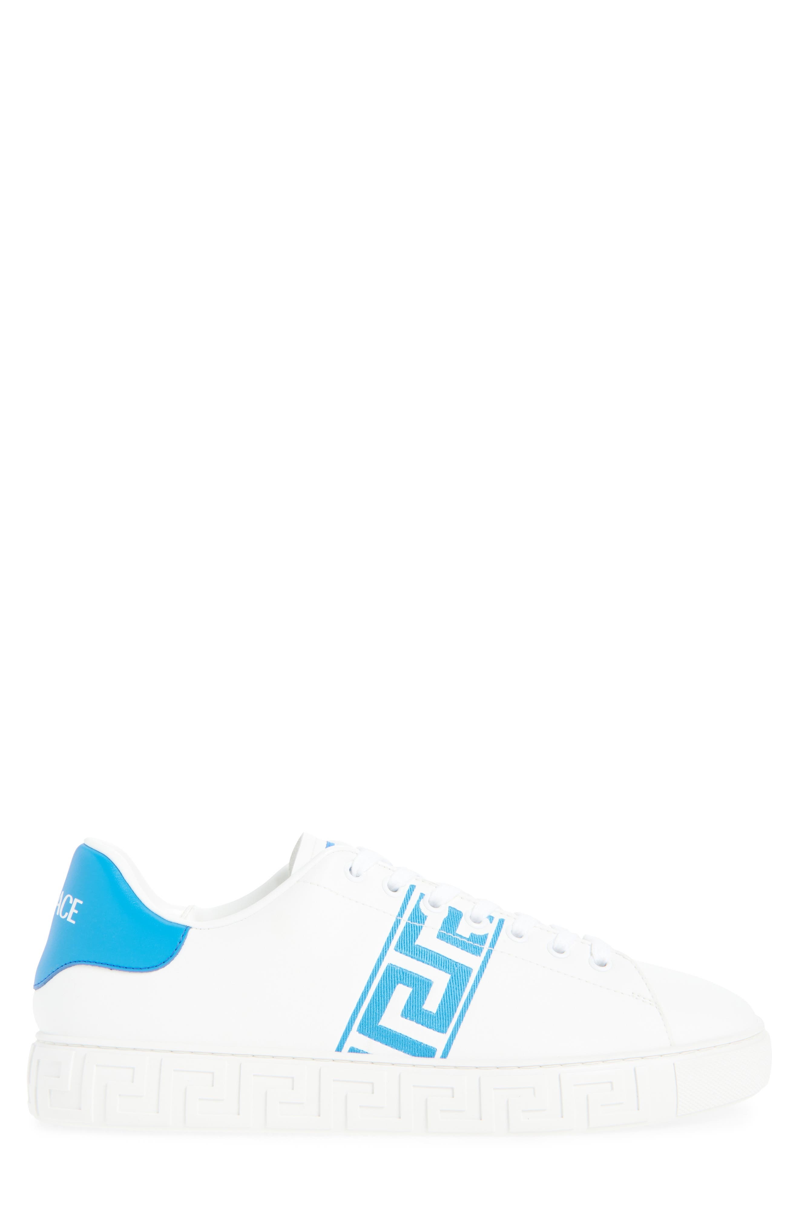 Versace Barocco Greca Jacquard Low Top Sneaker in White Ocean Blue at Nordstrom - 3