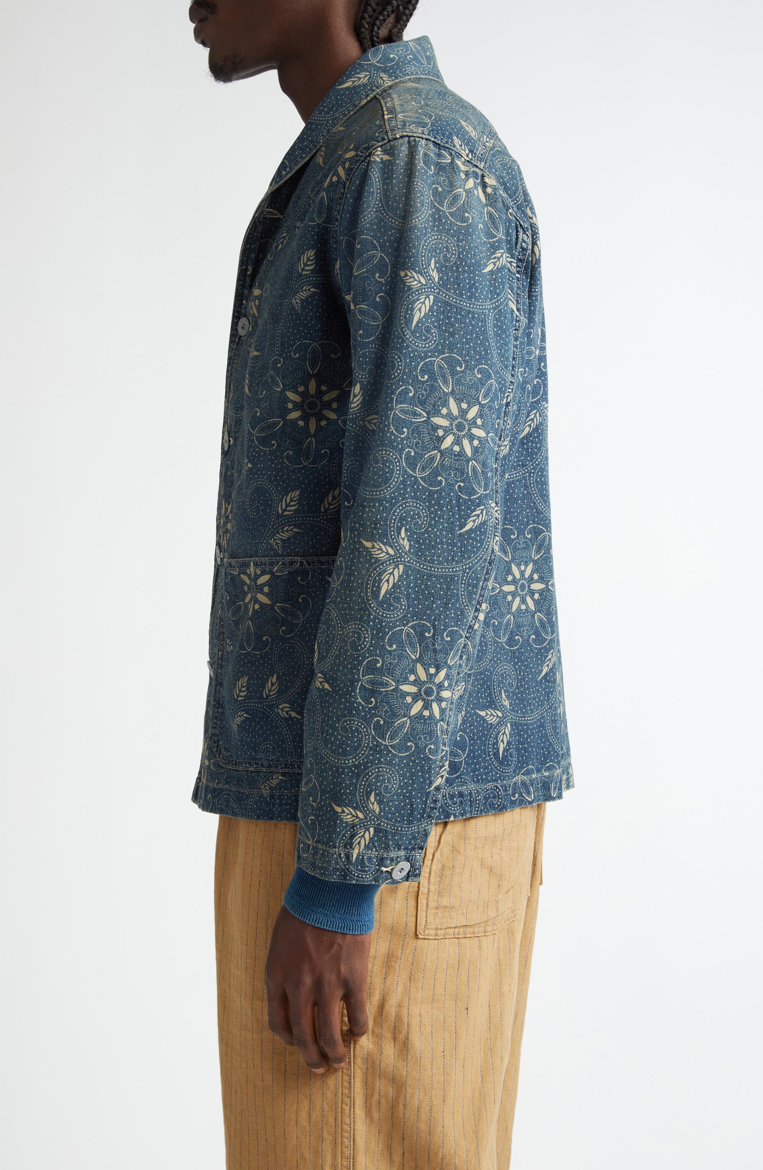 RRL by Ralph Lauren Double RL Indigo Print Woven Overshirt