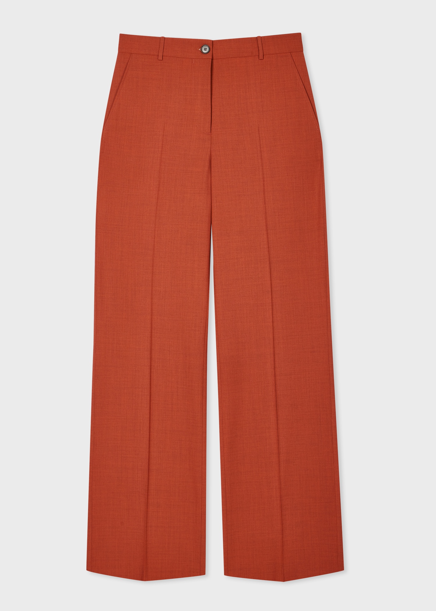 Women's Terracotta Overdyed Wool Wide Leg Trousers - 1