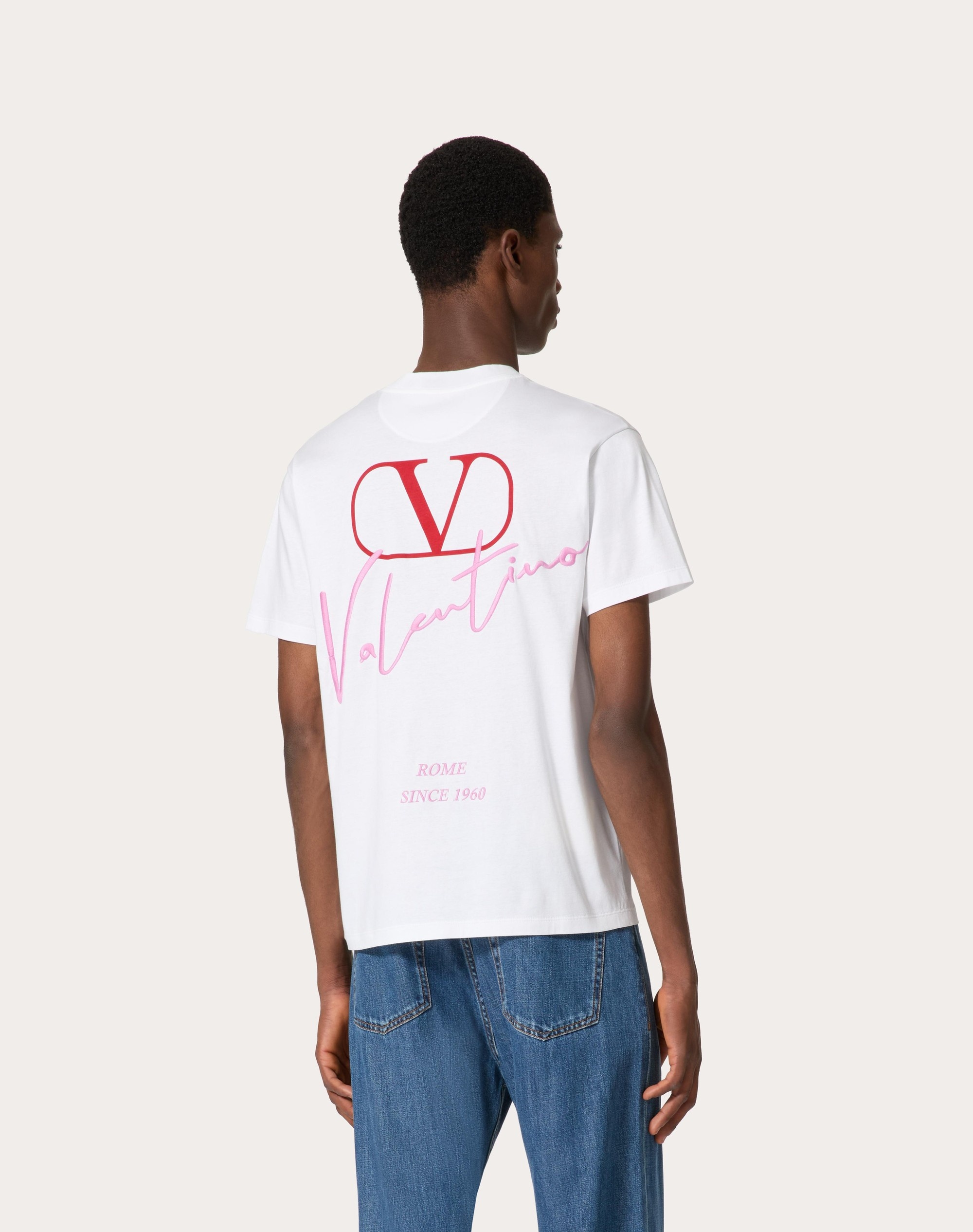 VALENTINO EMBROIDERY AND VLOGO SIGNATURE PRINT COTTON T-SHIRT - 4