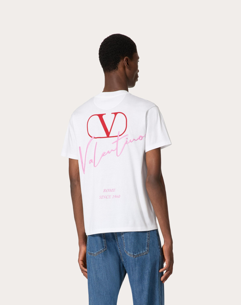 VALENTINO EMBROIDERY AND VLOGO SIGNATURE PRINT COTTON T-SHIRT 4