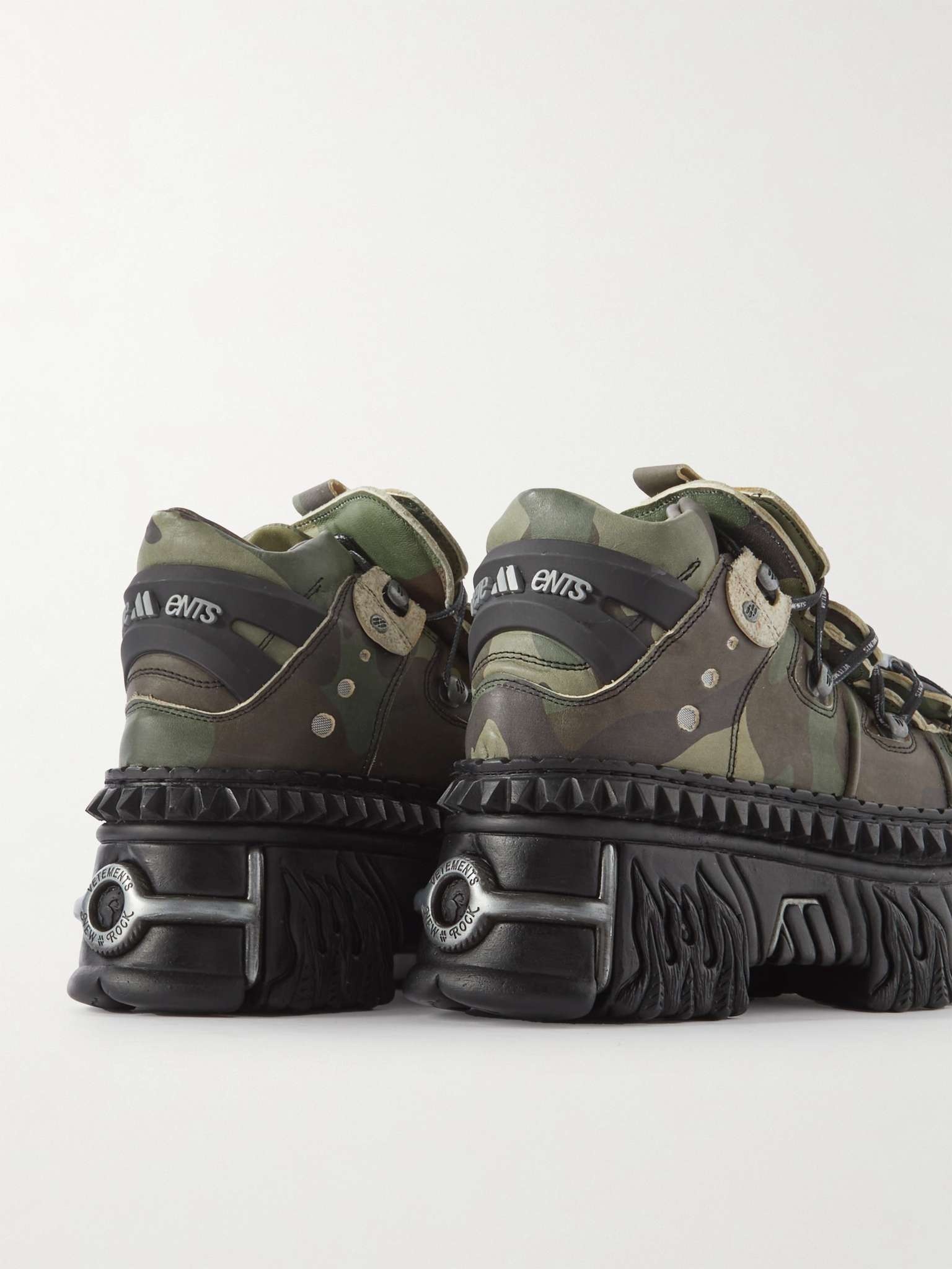 + New Rock Embellished Camouflage-Print Leather Platform Sneakers - 5