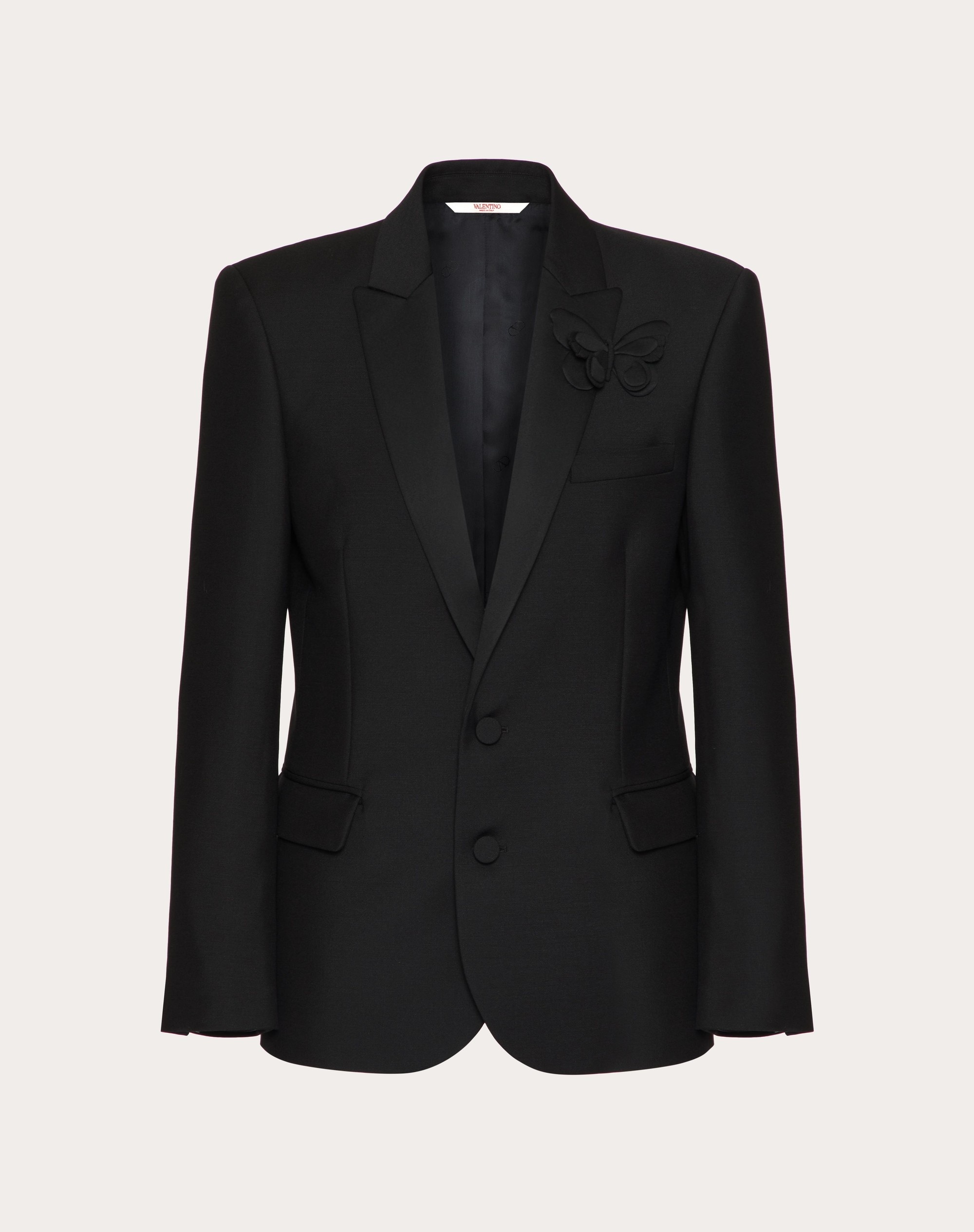 SINGLE-BREASTED MOHAIR WOOL JACKET WITH EMBROIDERED BUTTERFLY - 1