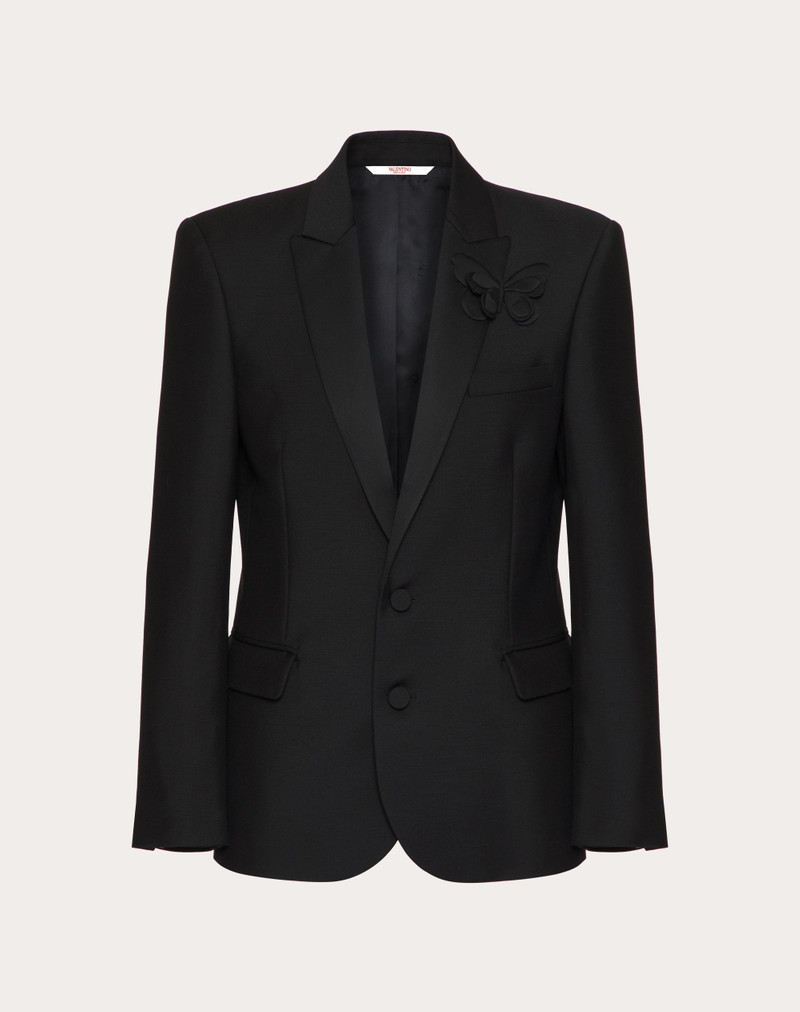 SINGLE-BREASTED MOHAIR WOOL JACKET WITH EMBROIDERED BUTTERFLY 1