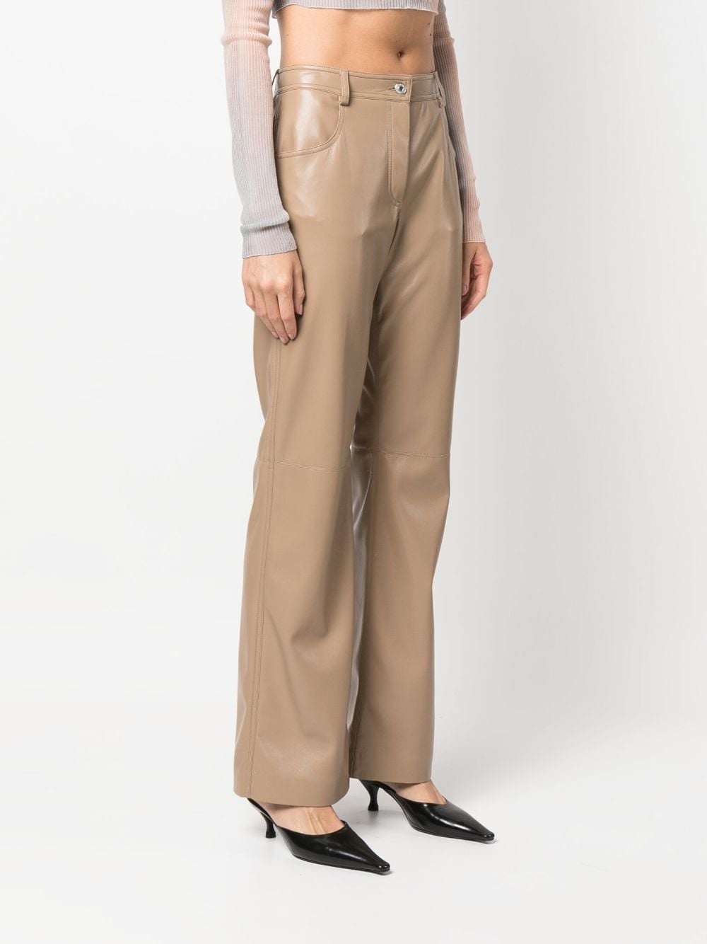 faux-leather straight-leg trousers - 3