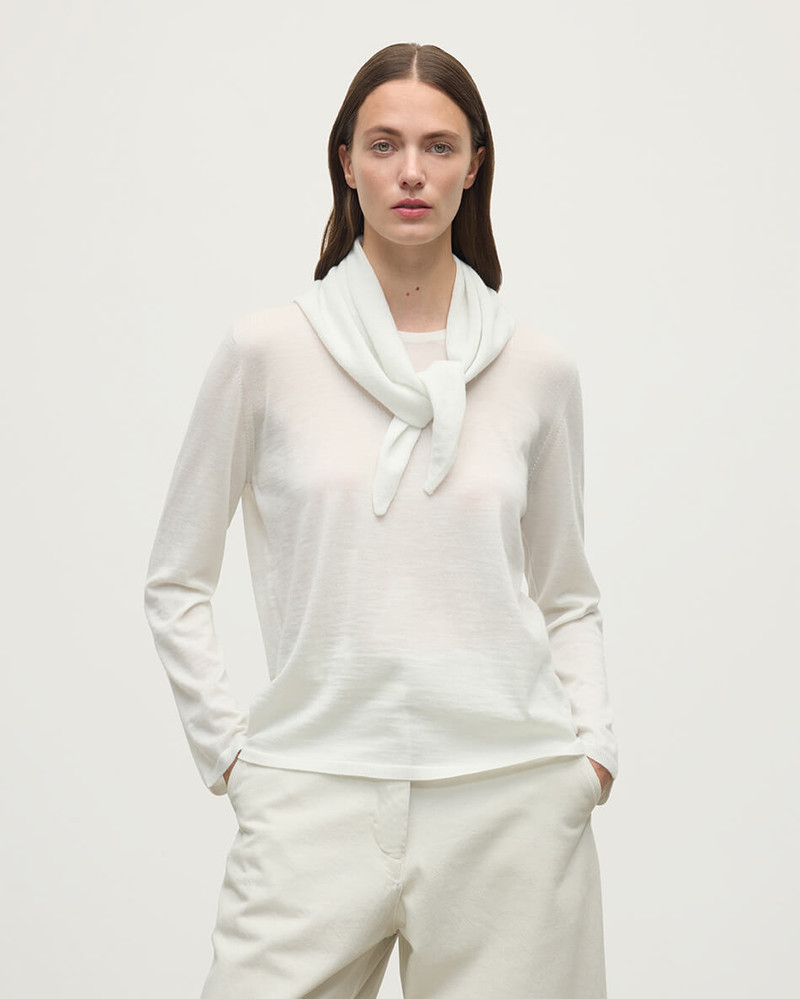 Gauzy Cashmere White Triangle Neck Tie 3