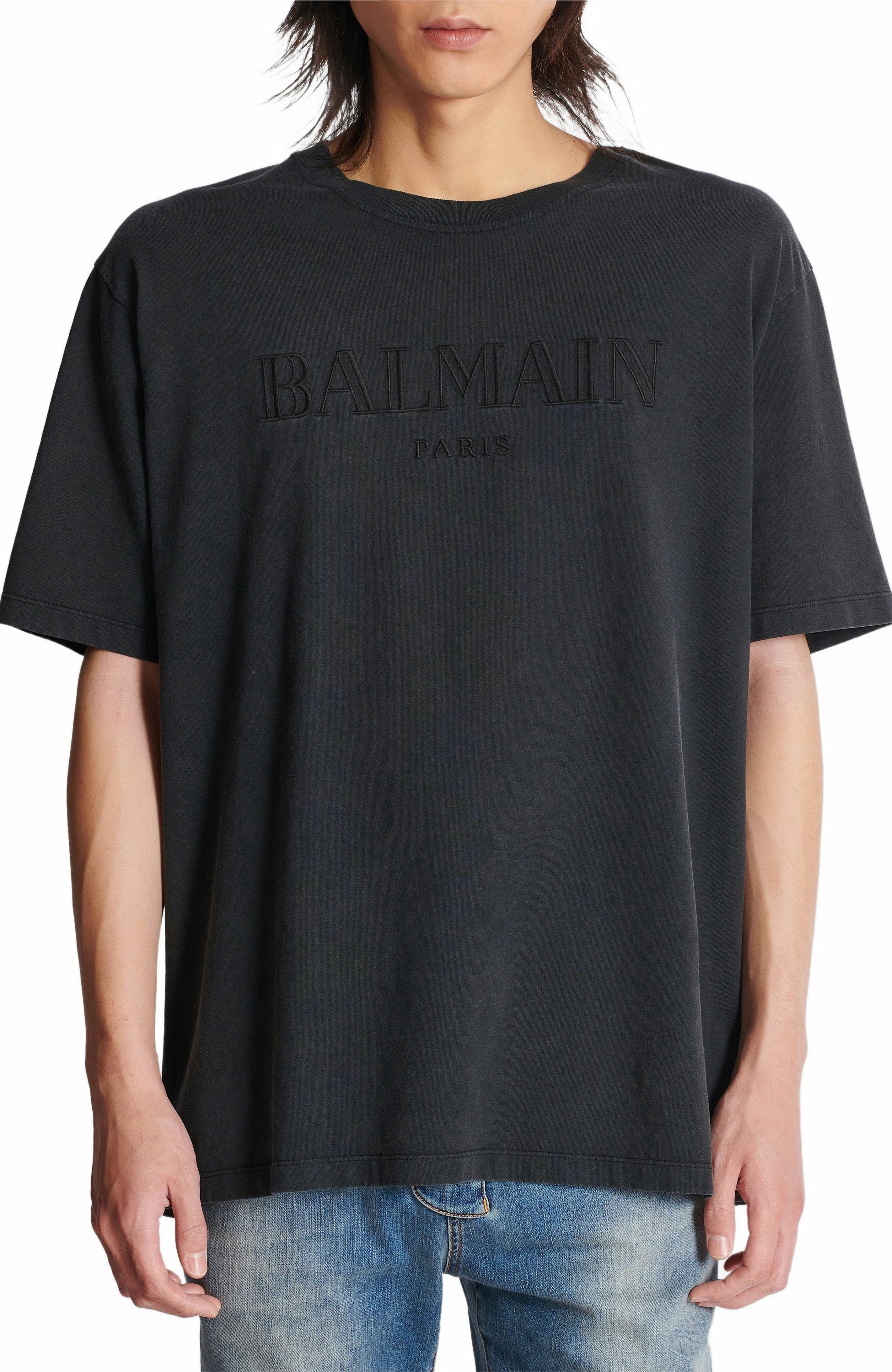 Vintage Balmain embroidered T-shirt in Grey at Nordstrom - 7
