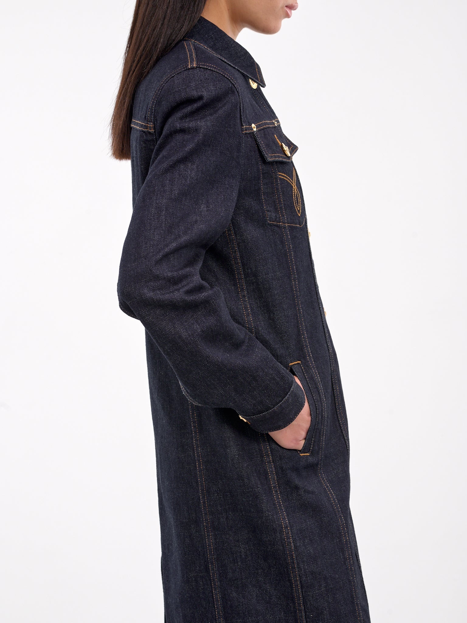Denim Long Coat - 4