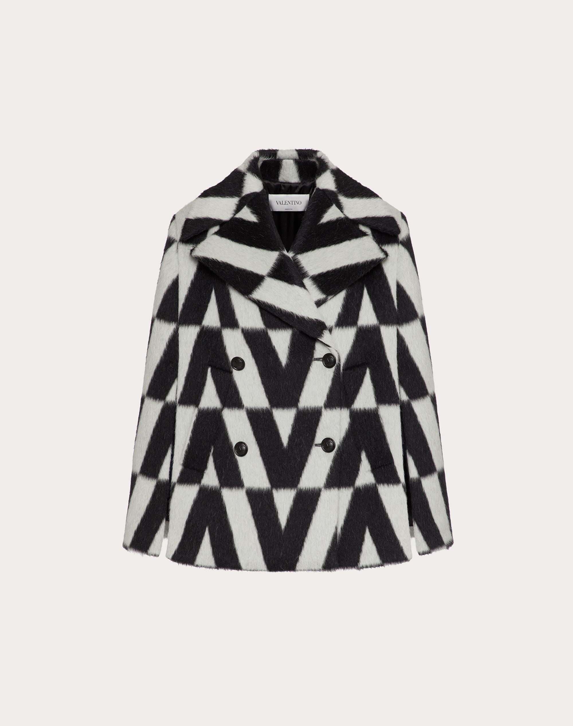 JACQUARD CAPE PEA COAT - 1