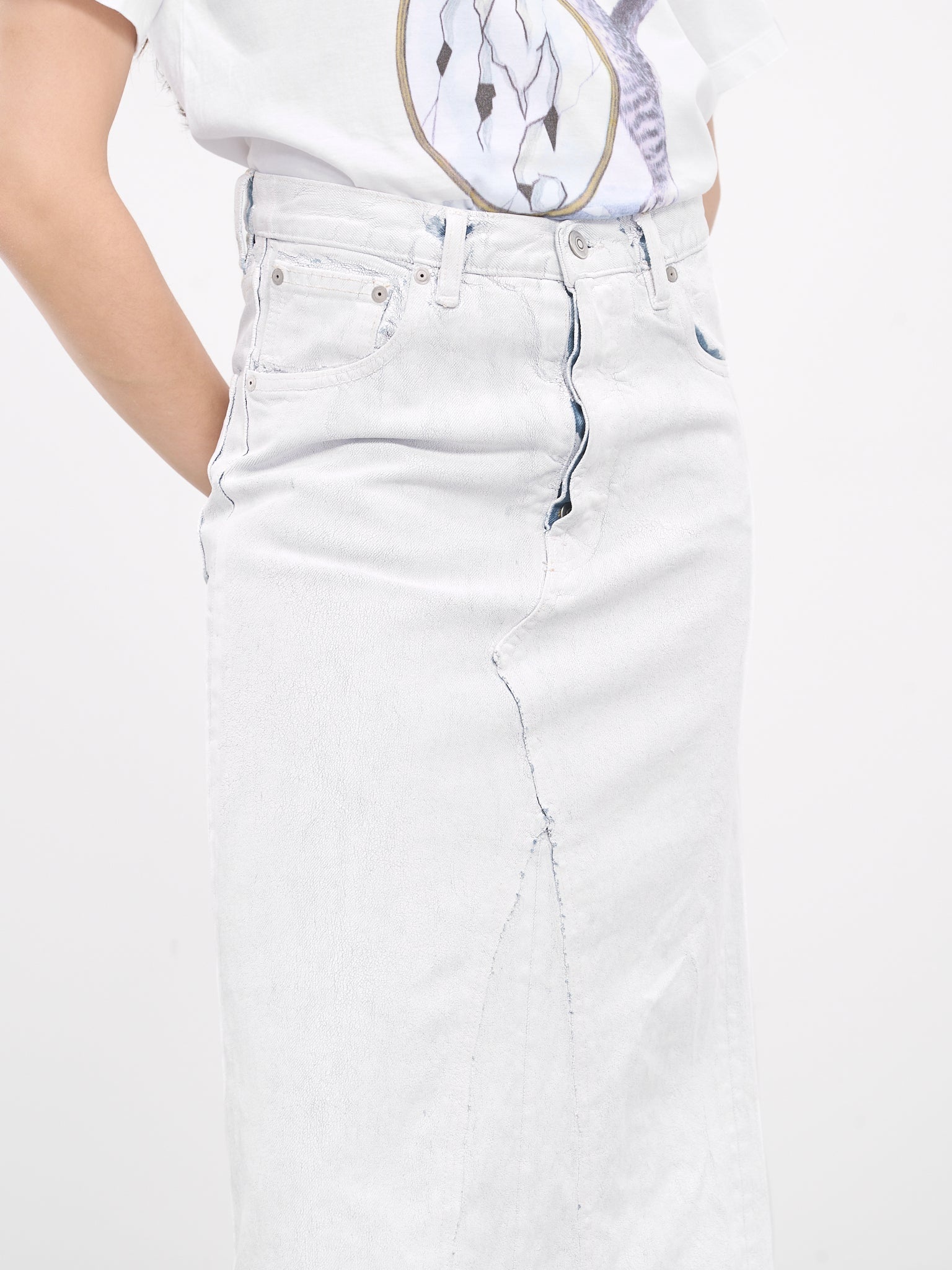 Painted Denim Maxi Skirt - 5
