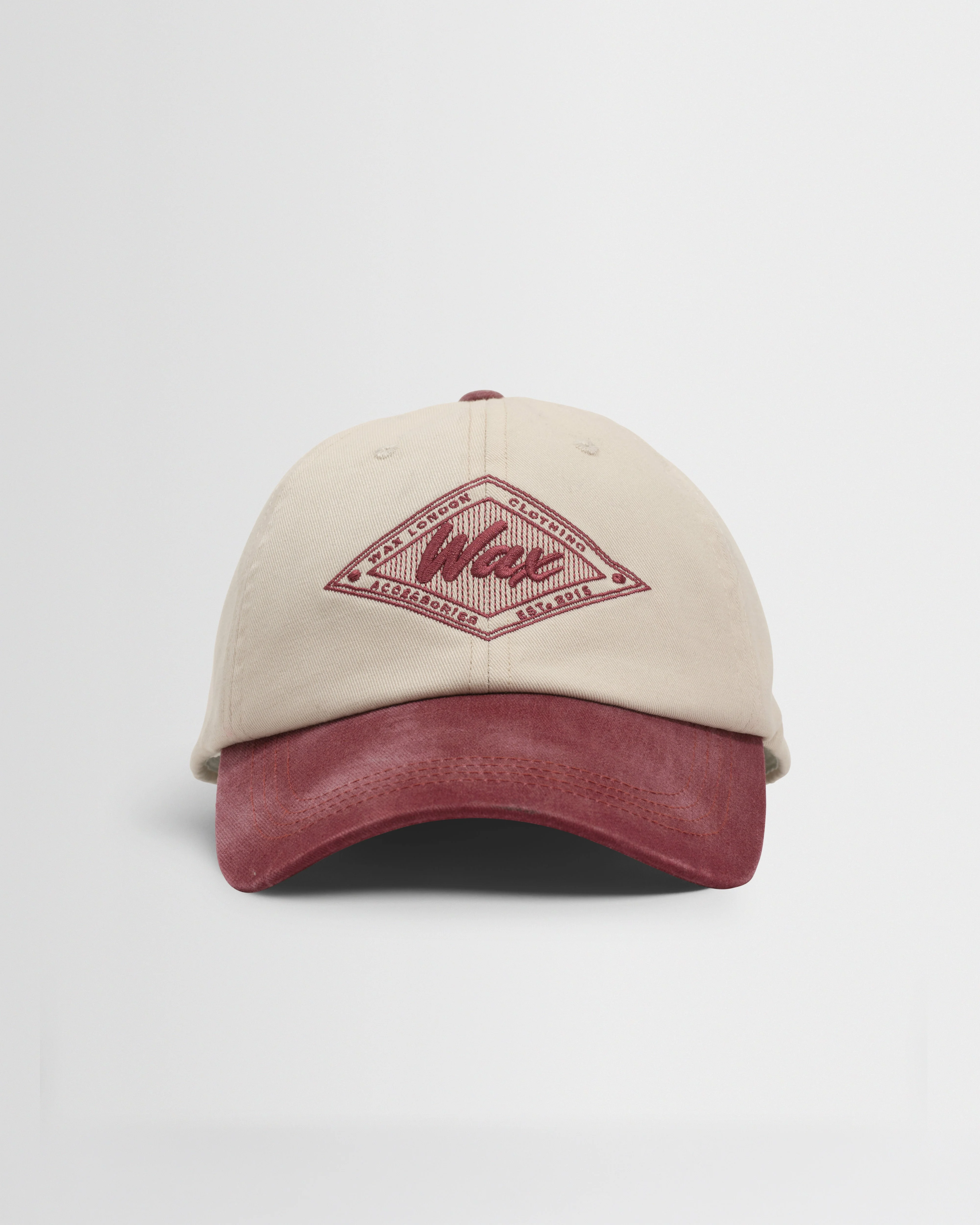 Spencer - Ecru And Burgundy Badge Cotton Sports Cap - 1