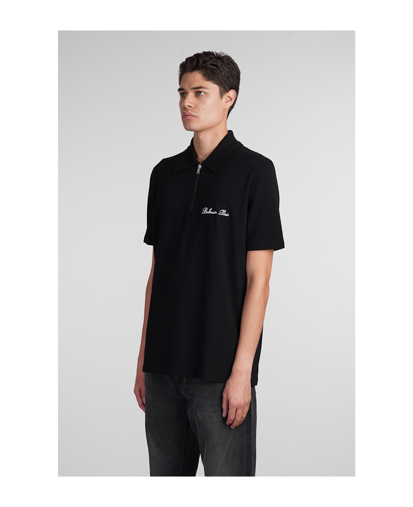 'signature' Black Cotton Polo Shirt - 4