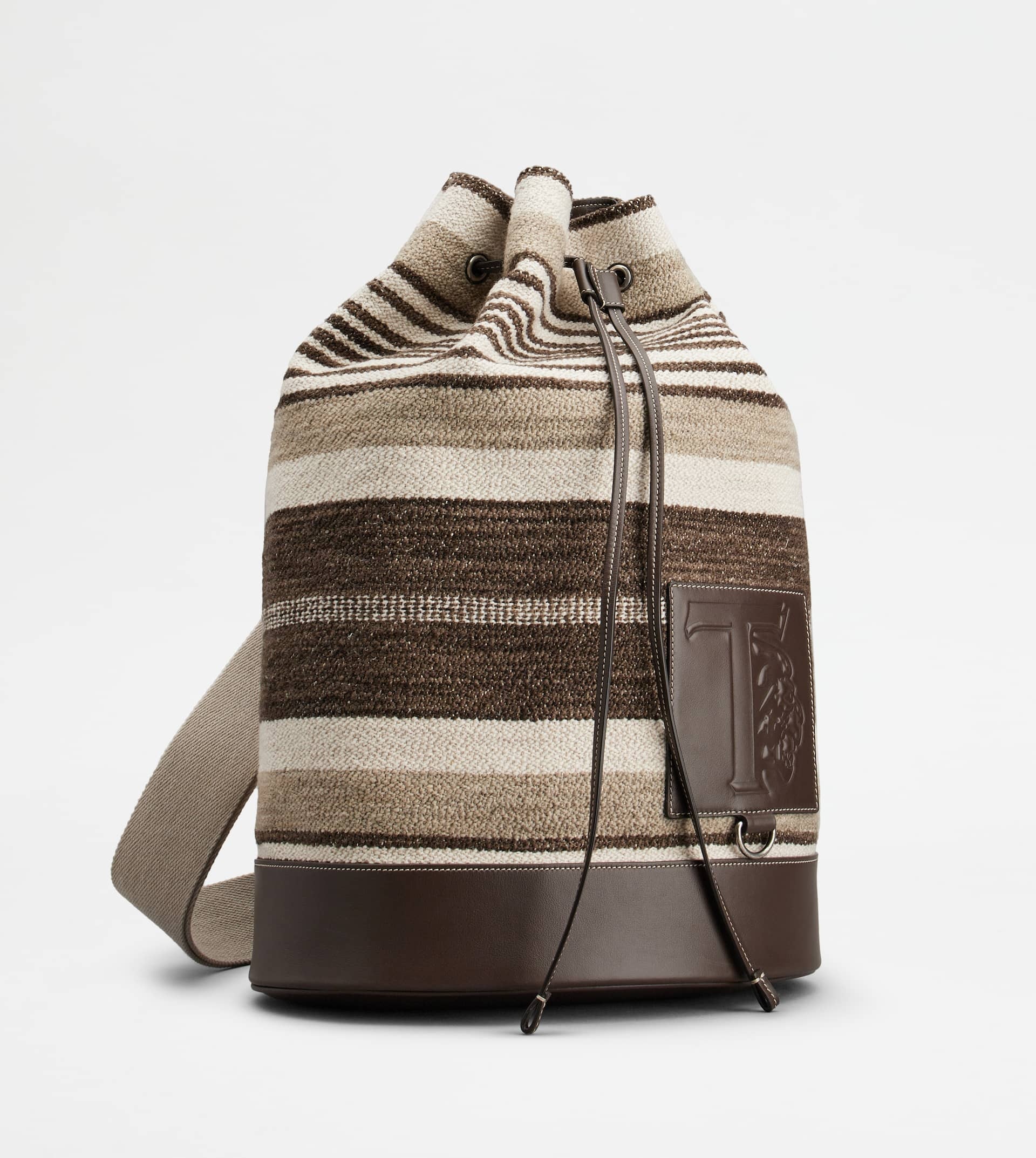 BAG IN FABRIC AND LEATHER MEDIUM - BROWN - 3