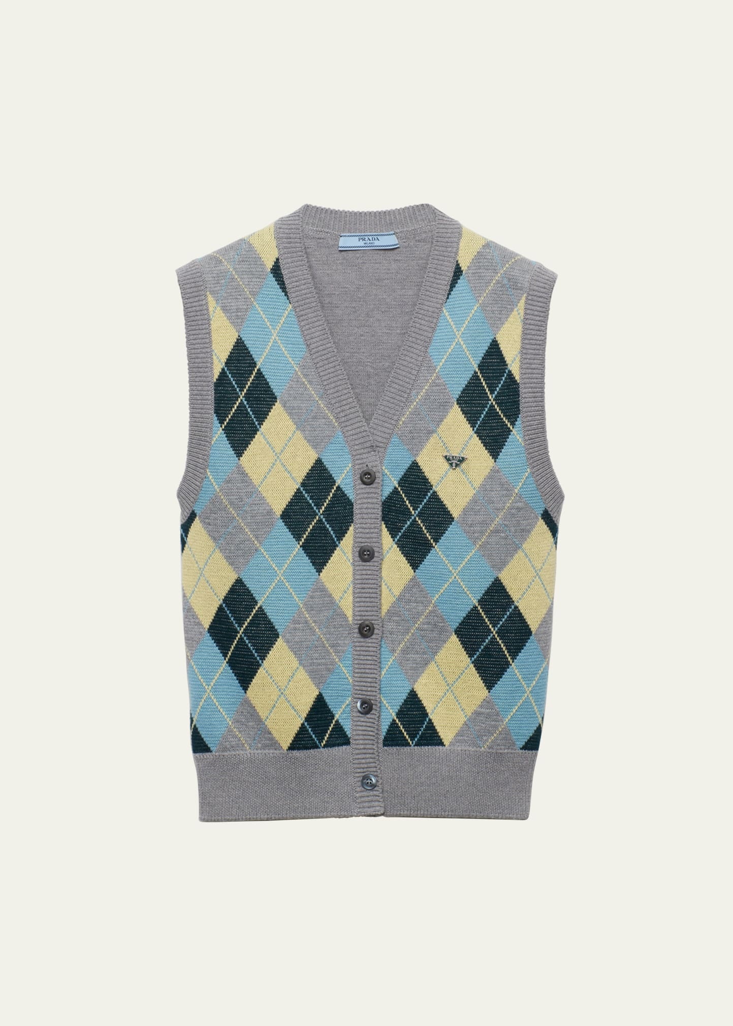 Jacquard Argyle Superfine Wool Vest - 1