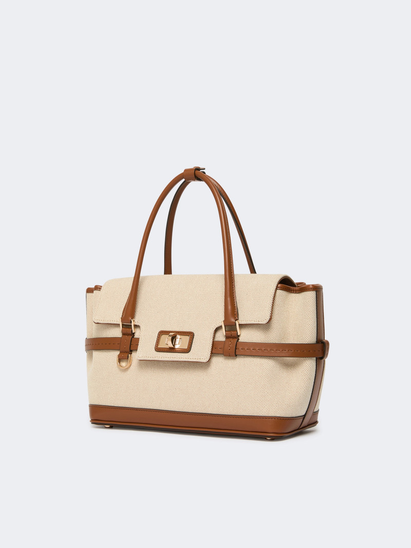 Max Mara Cotton canvas and leather handbag - POWDER outlook