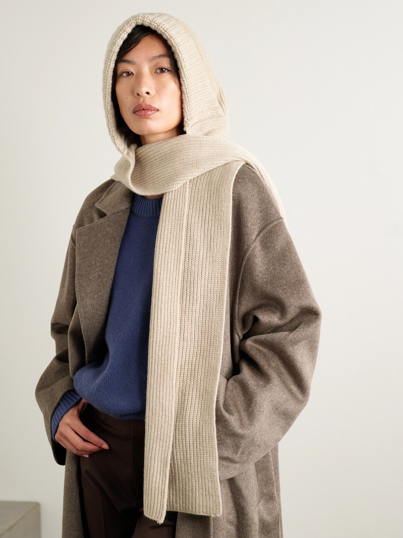 Yves Salomon Hooded Ribbed Wool And Cashmere-blend Snood outlook