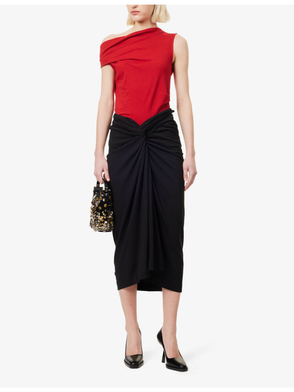 Twisted Asymmetric Cotton-Jersey Midi Skirt - 2