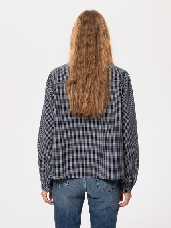 Edith Check Blouse Indigo - 3