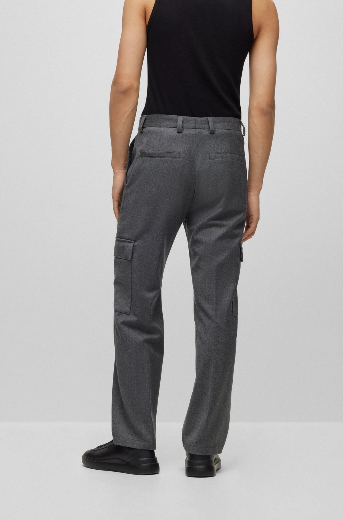 SUIT PANTS IN MELANGE STRETCH-WOOL FLANNEL - 4
