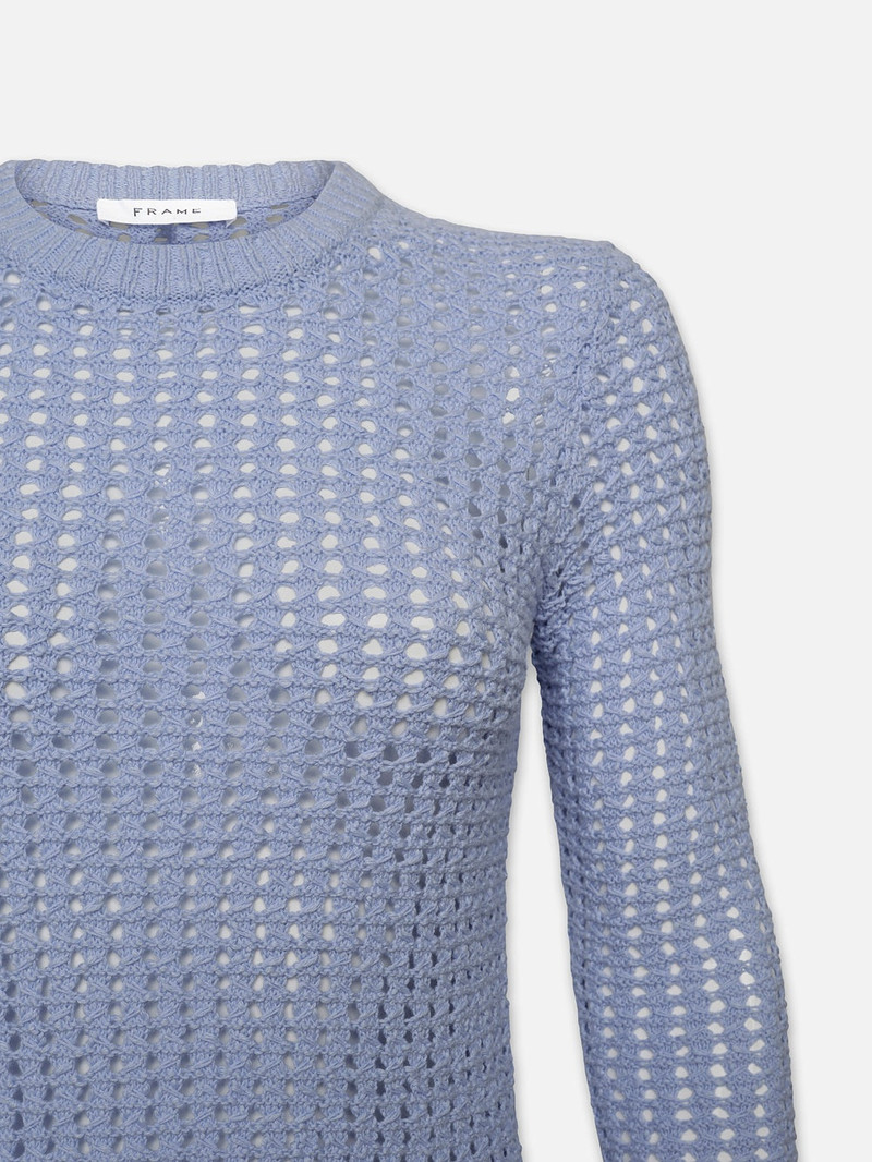 Tape Yarn Shrunken Crew in Light Blue 3