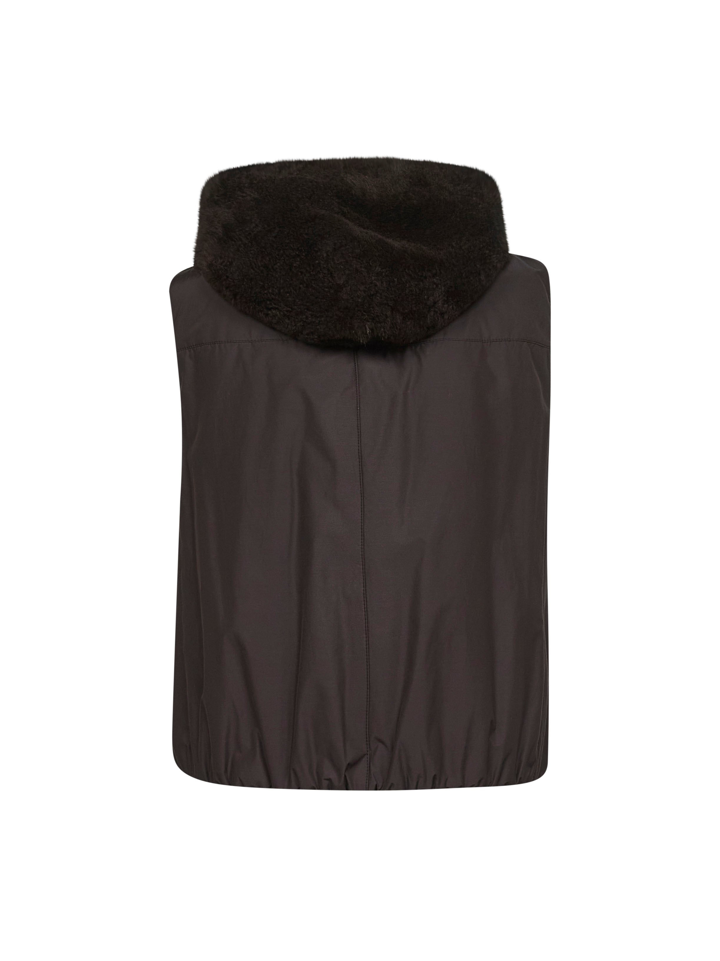 Brunello Cucinelli Women Brown Fur And Nylon Reversible Vest - 2
