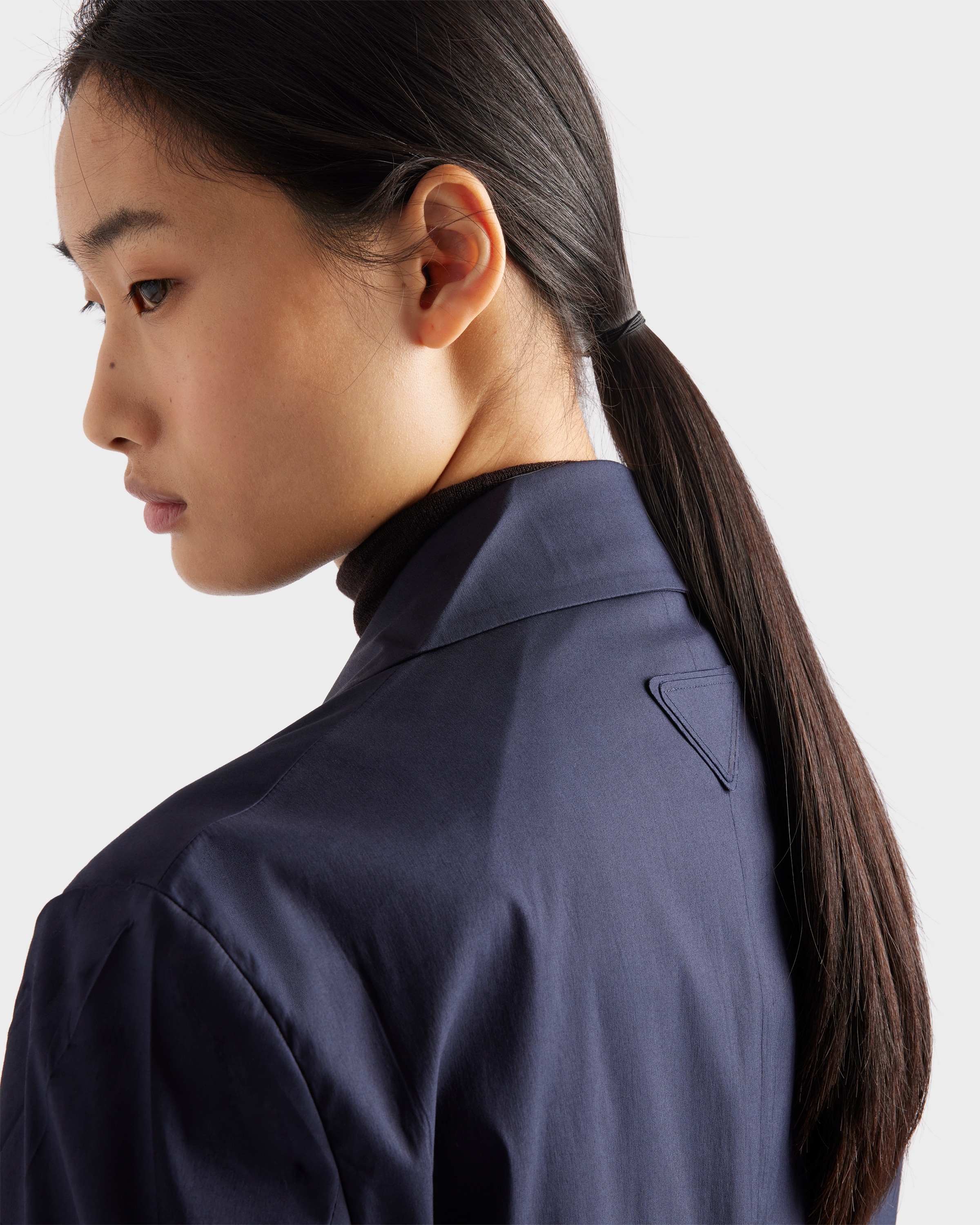 Single-breasted stretch poplin jacket - 6