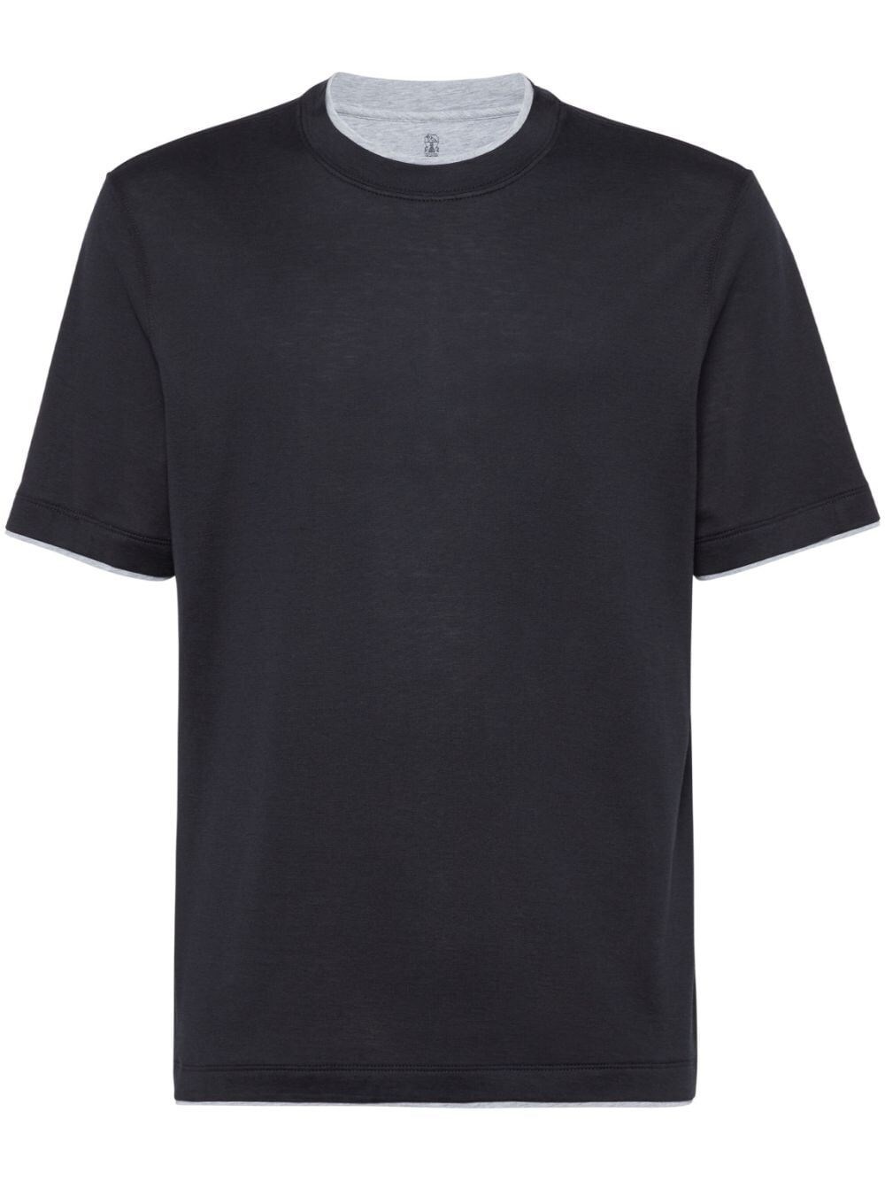 Brunello Cucinelli Crew Neck T-Shirt With Faux-Layering