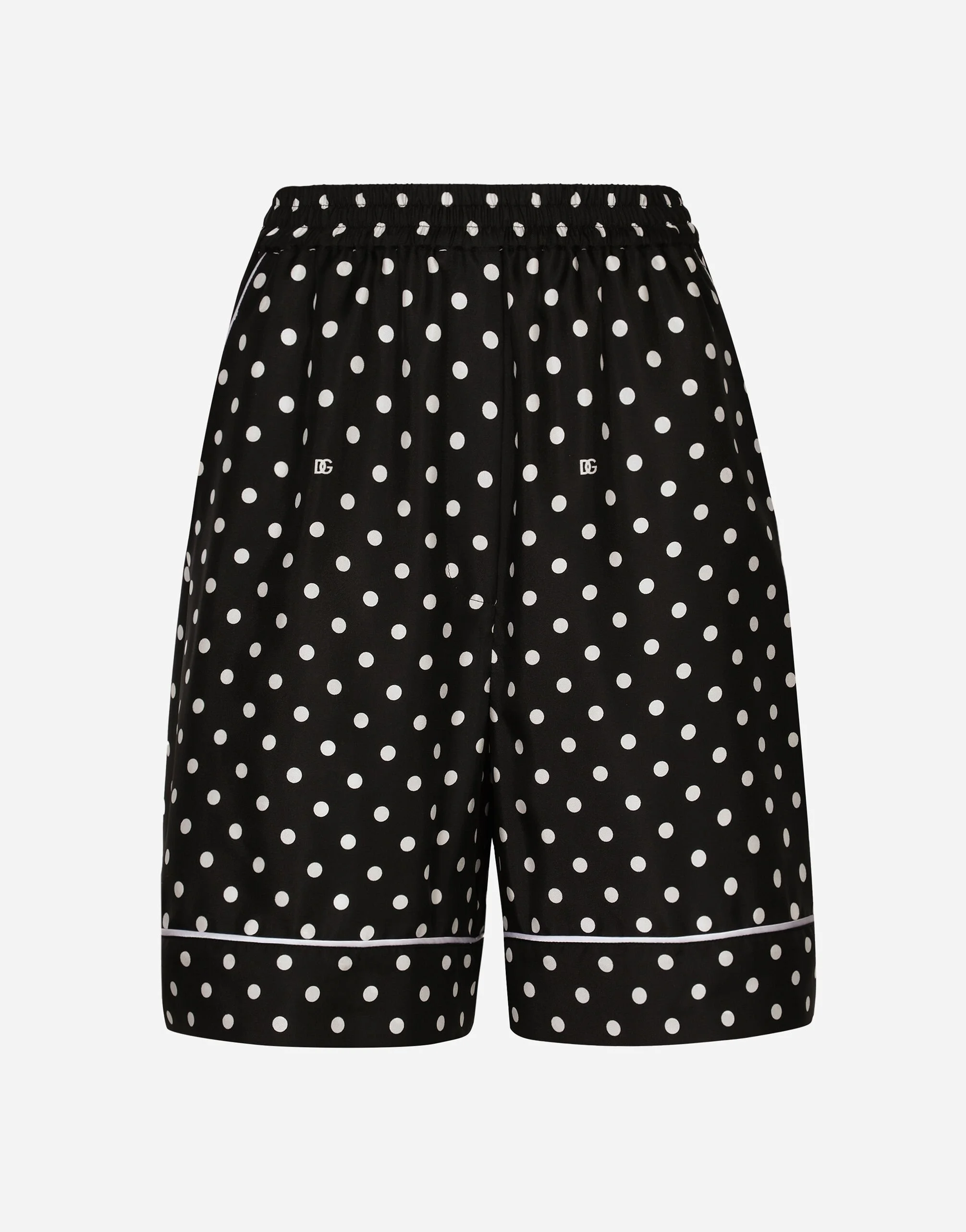 Silk pajama shorts with polka-dot print - 1