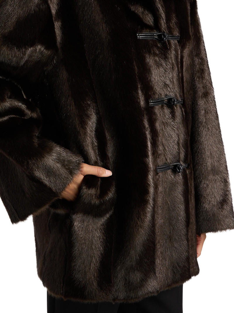 Women's Toggle Faux-Fur Short Coat - Dark Brown 6