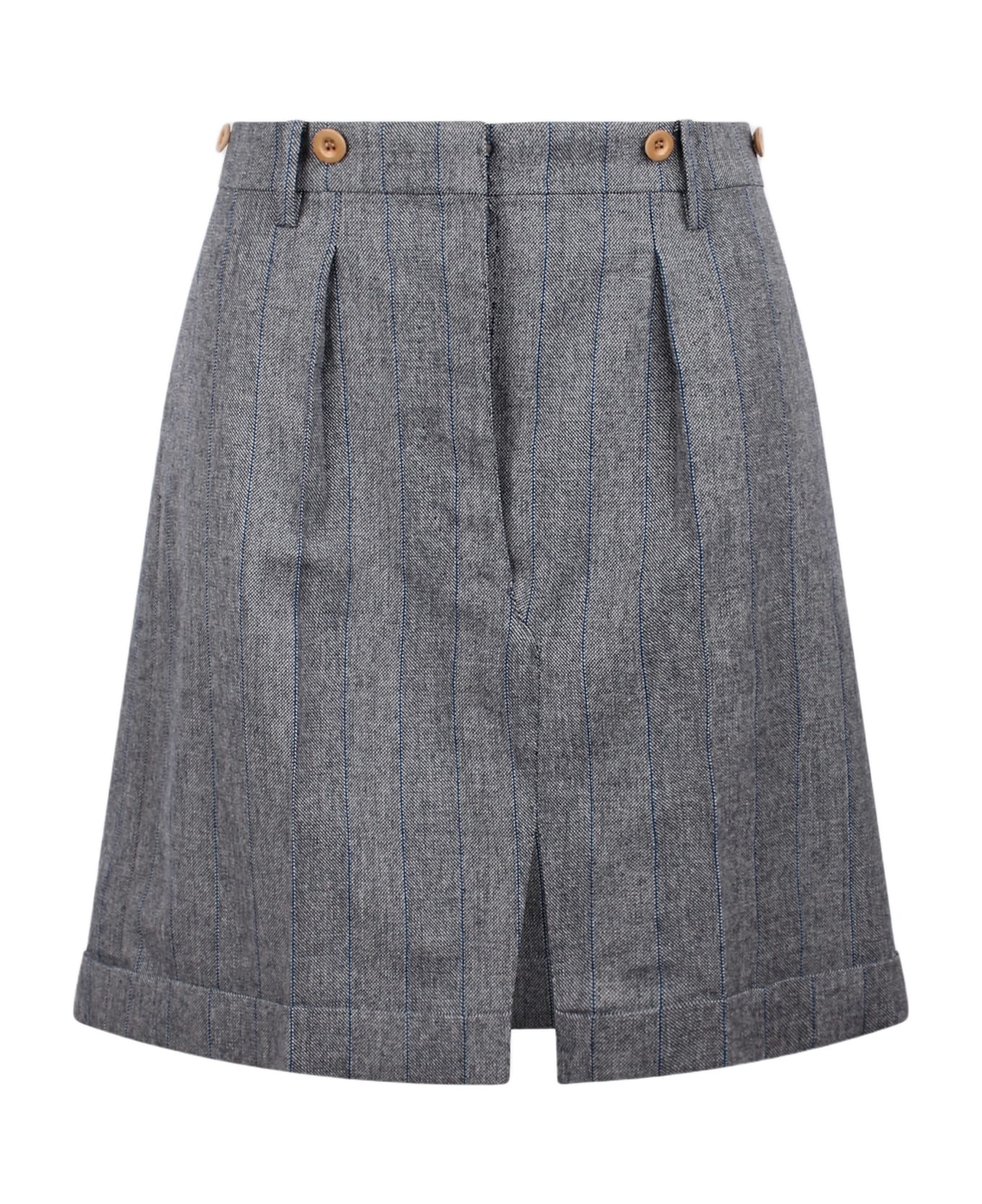 【関税&送料込】Prada Pinstriped Wool Skirt With Belt Prada Prada Pinstriped Skirt With Belt | italist | REVERSIBLE
