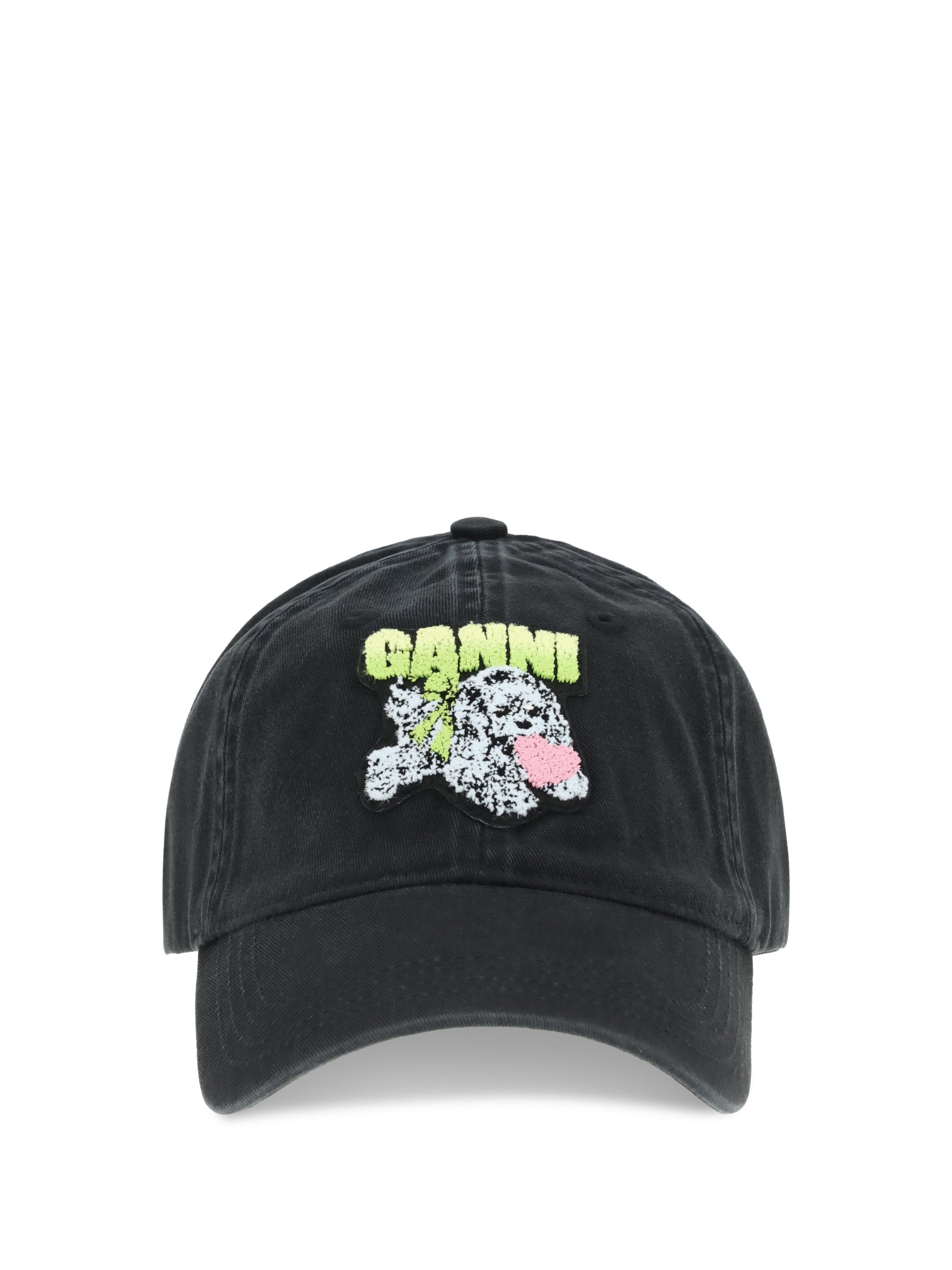 Ganni Women Washed Cotton Canvas Puppy Cap - 1