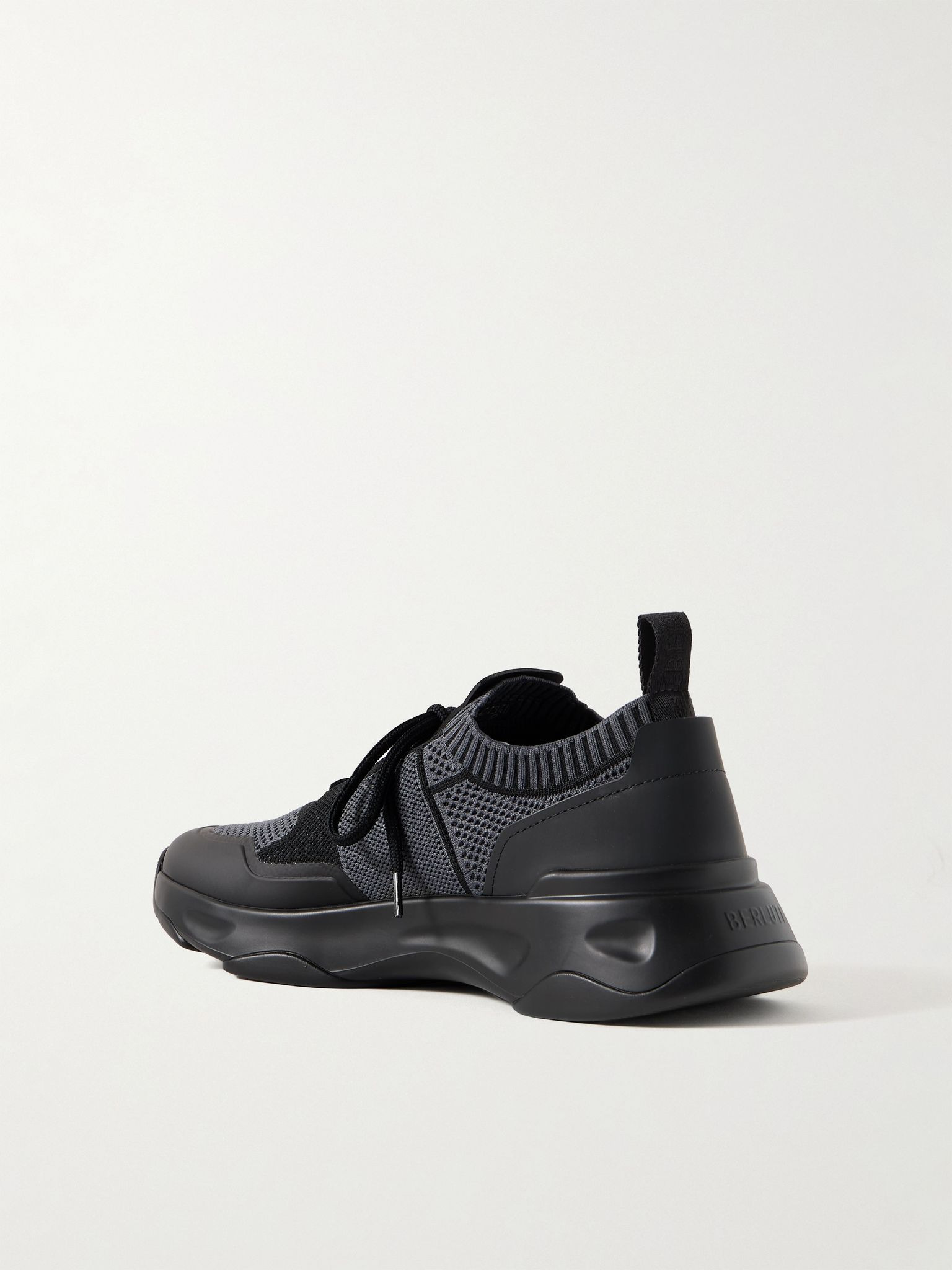 Shadow Rubber-Trimmed and Coated Stretch-Knit Sneakers Gray - 4