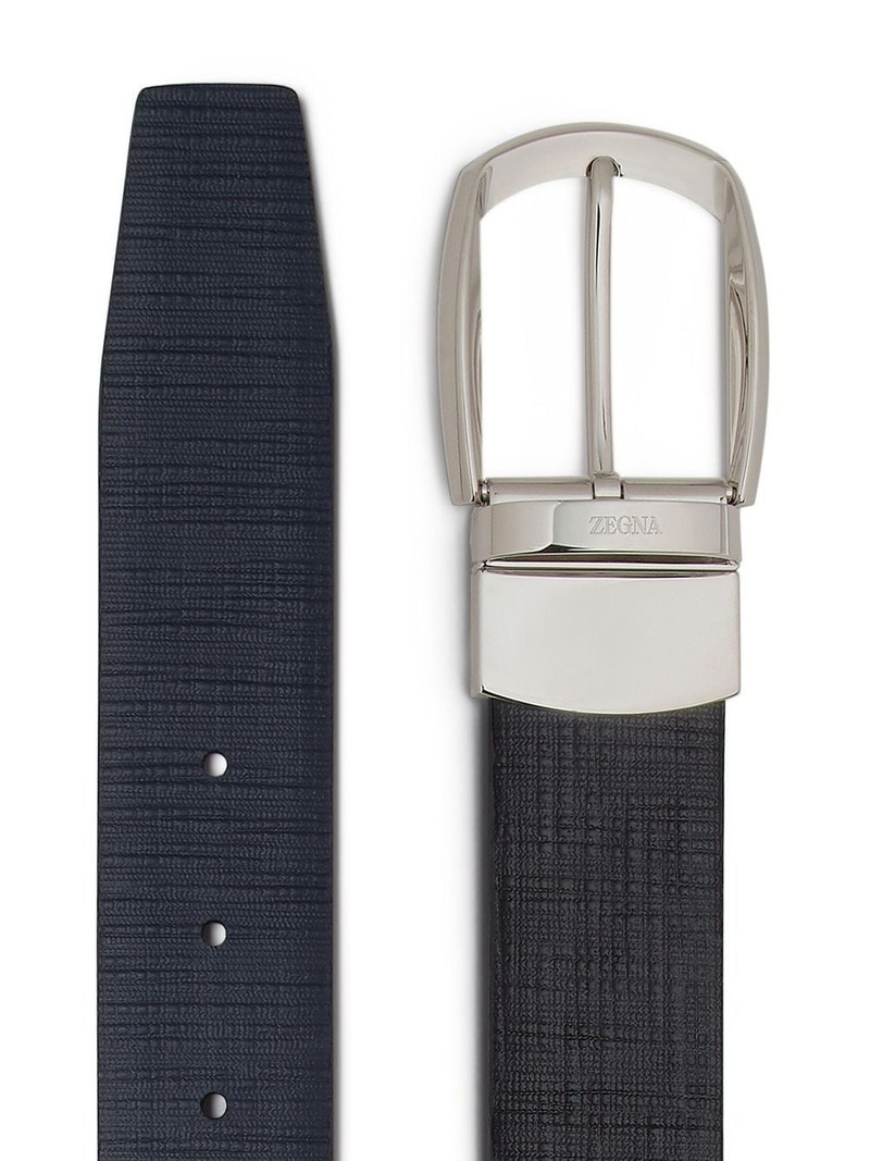 ZEGNA leather logo-engraved belt outlook