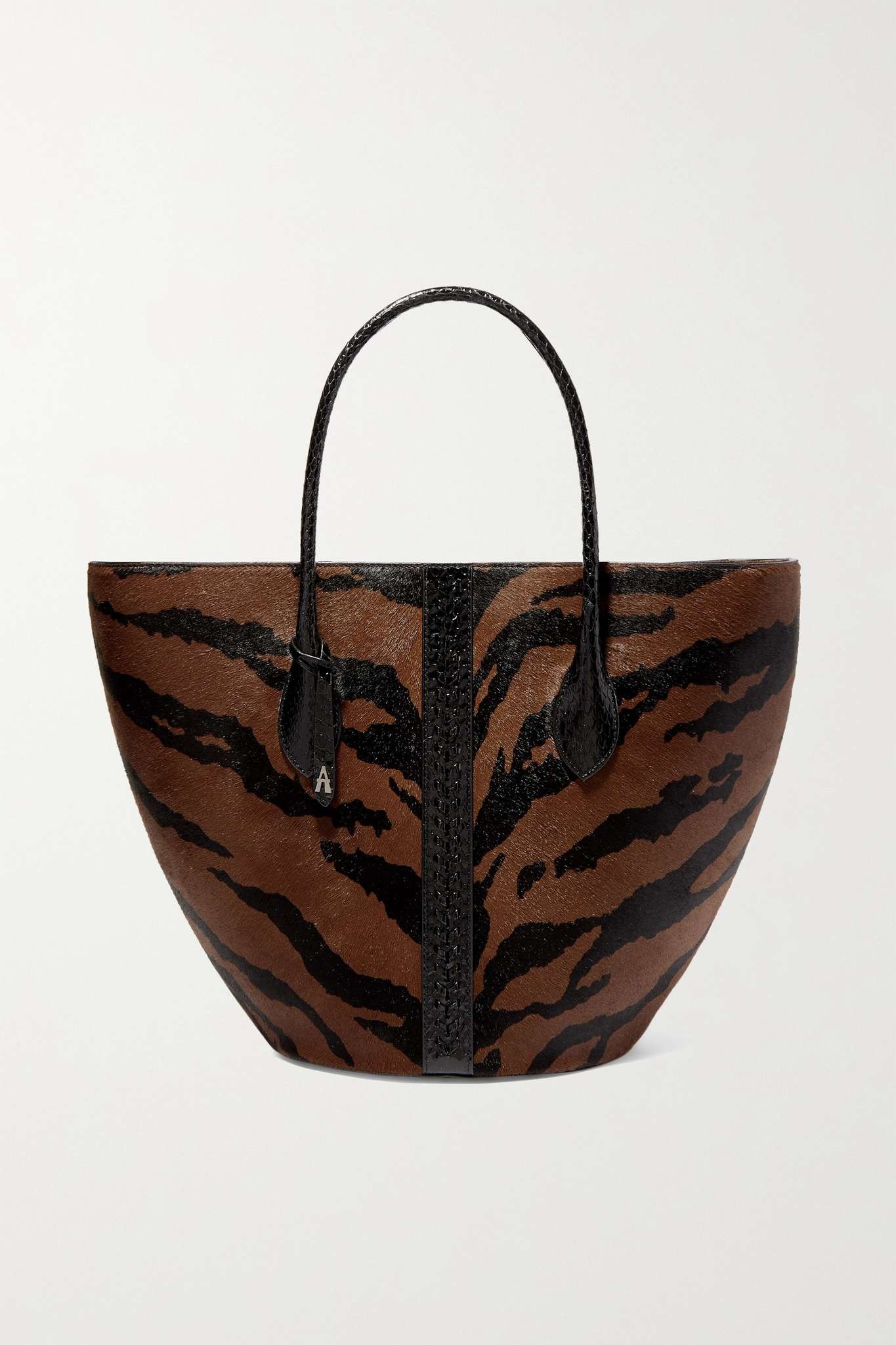 Elaphe-trimmed animal-print calf hair tote - 1