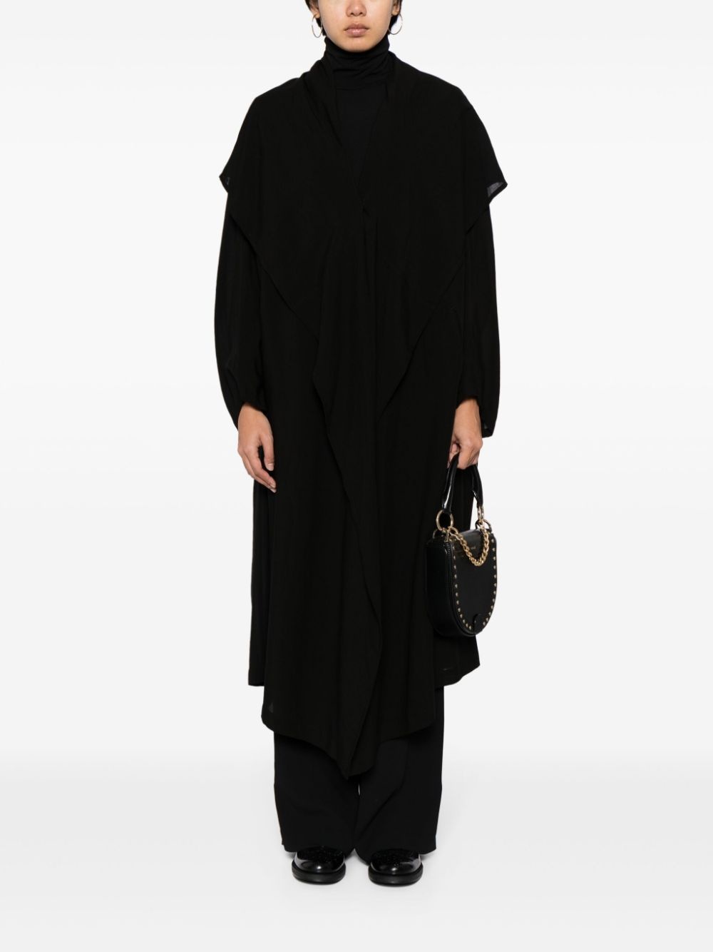 semi-sheer long cape coat - 2