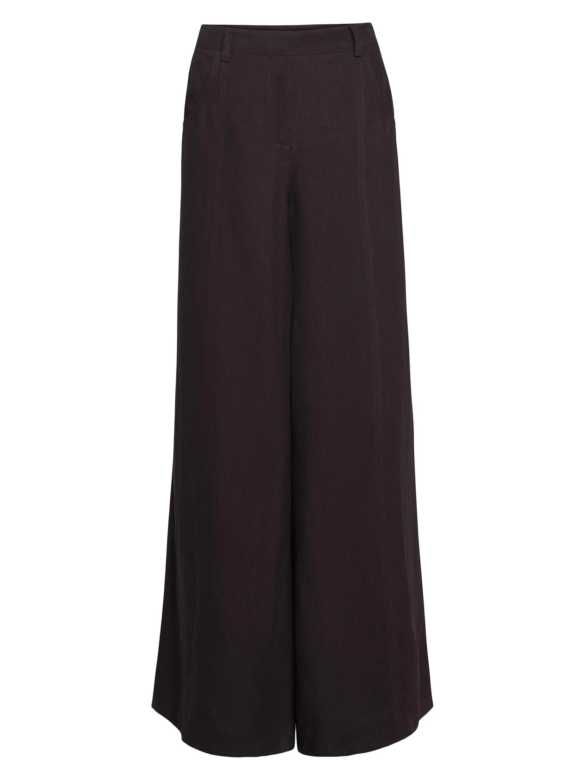 Women's Dees High-Rise Wide-Leg Trousers - Dark Chocolate - 1