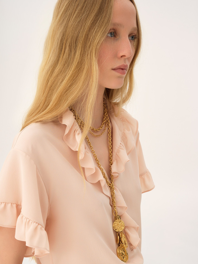 SHORT-SLEEVE RUFFLE TOP IN CRÊPE DE CHINE 5