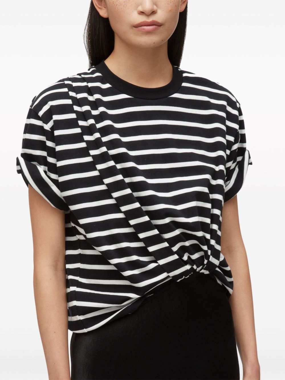 stripe-print draped T-shirt dress - 6