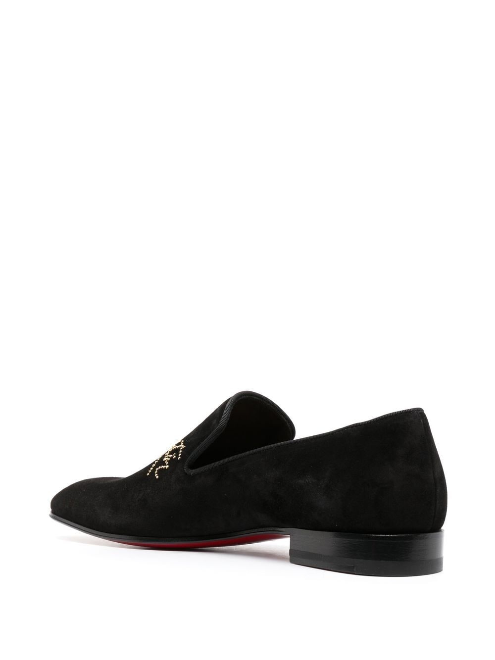 appliqué-logo suede loafers - 3