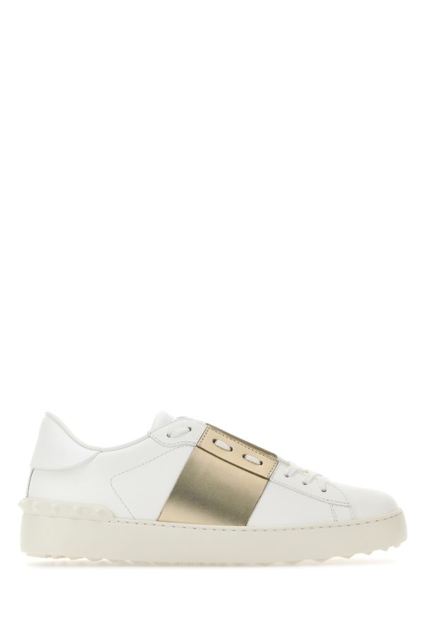 Leather sneakers with gold band - 1