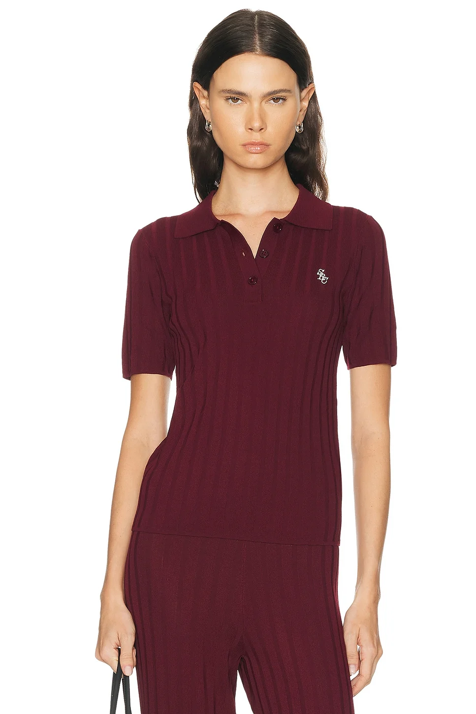Signature Logo Ribbed Polo Top - 1
